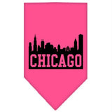 Chicago Skyline Screen Print Bandana Bright Pink Small