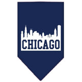 Chicago Skyline Screen Print Bandana Navy Blue Small