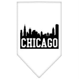 Chicago Skyline Screen Print Bandana White Small