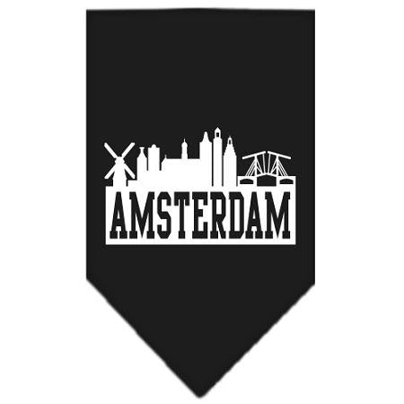 Amsterdam Skyline Screen Print Bandana Black Large