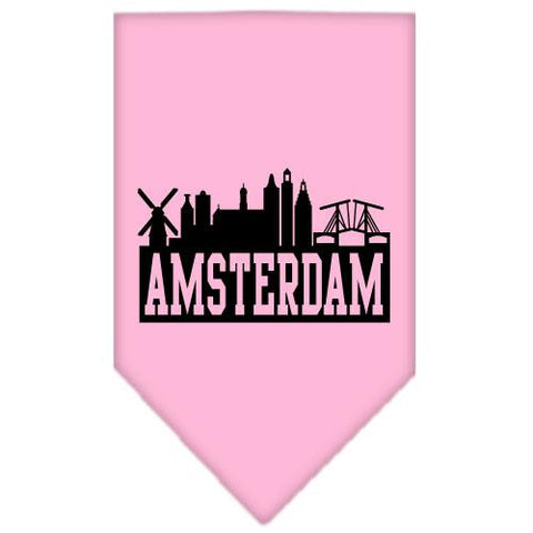 Amsterdam Skyline Screen Print Bandana Light Pink Large