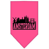 Amsterdam Skyline Screen Print Bandana Bright Pink Small