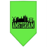 Amsterdam Skyline Screen Print Bandana Lime Green Small