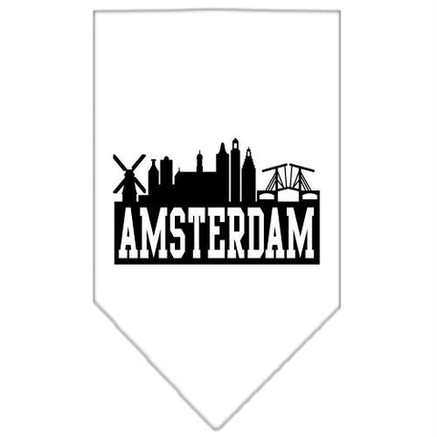 Amsterdam Skyline Screen Print Bandana White Small