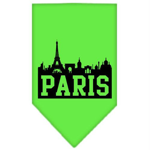 Paris Skyline Screen Print Bandana Lime Green Large