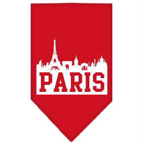 Paris Skyline Screen Print Bandana Red Small