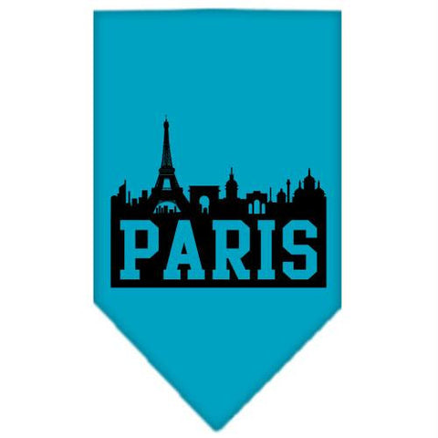 Paris Skyline Screen Print Bandana Turquoise Small