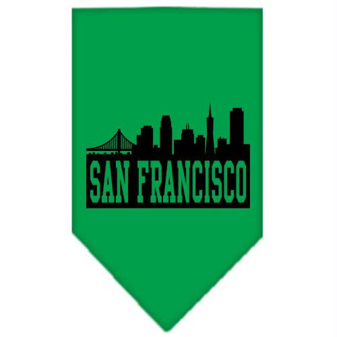 San Francisco Skyline Screen Print Bandana Emerald Green Large