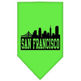 San Francisco Skyline Screen Print Bandana Lime Green Small