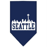 Seattle Skyline Screen Print Bandana Navy Blue Small