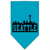 Seattle Skyline Screen Print Bandana Turquoise Small