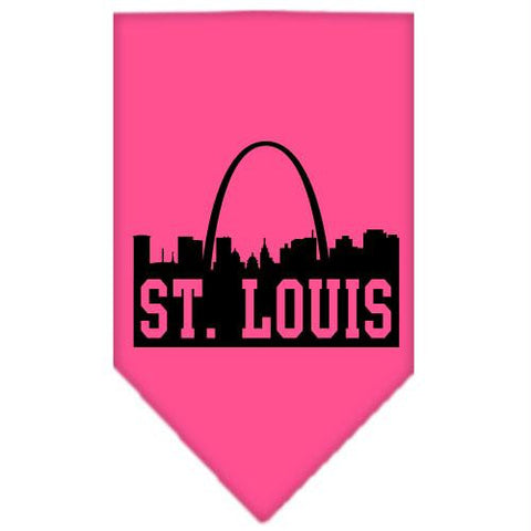 St Louis Skyline Screen Print Bandana Bright Pink Small