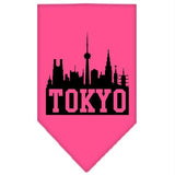 Tokyo Skyline Screen Print Bandana Bright Pink Small