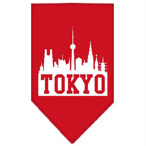 Tokyo Skyline Screen Print Bandana Red Small