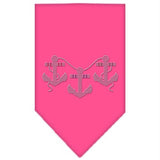 Anchors Rhinestone Bandana Bright Pink Large