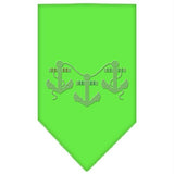 Anchors Rhinestone Bandana Lime Green Small