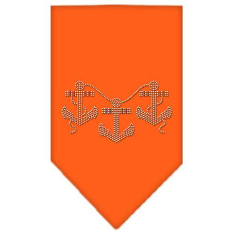 Anchors Rhinestone Bandana Orange Small