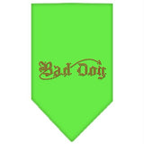 Bad Dog Rhinestone Bandana Lime Green Large