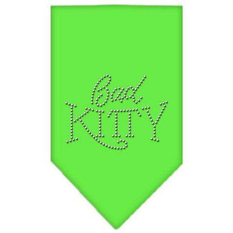 Bad Kitty Rhinestone Bandana Lime Green Large