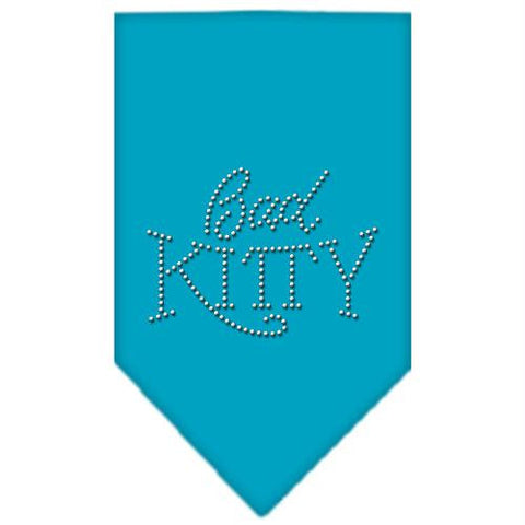 Bad Kitty Rhinestone Bandana Turquoise Large