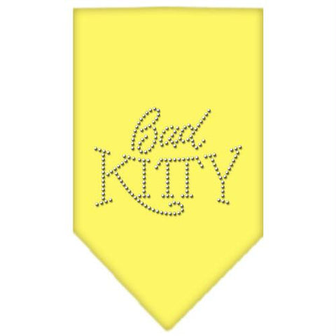 Bad Kitty Rhinestone Bandana Yellow Large