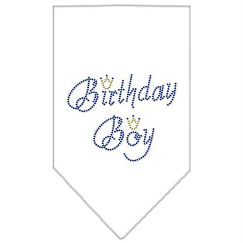 Birthday Boy Rhinestone Bandana White Small