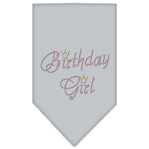 Birthday Girl Rhinestone Bandana Grey Large