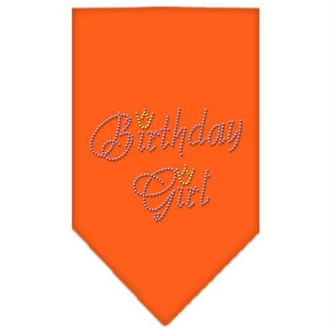 Birthday Girl Rhinestone Bandana Orange Large