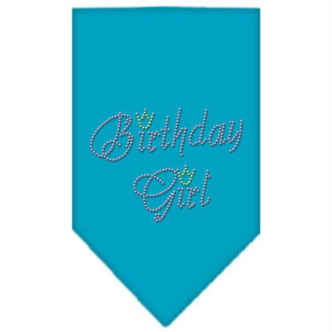 Birthday Girl Rhinestone Bandana Turquoise Large