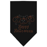 Happy Halloween Rhinestone Bandana Black Large