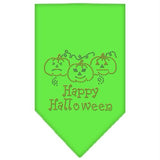 Happy Halloween Rhinestone Bandana Lime Green Small