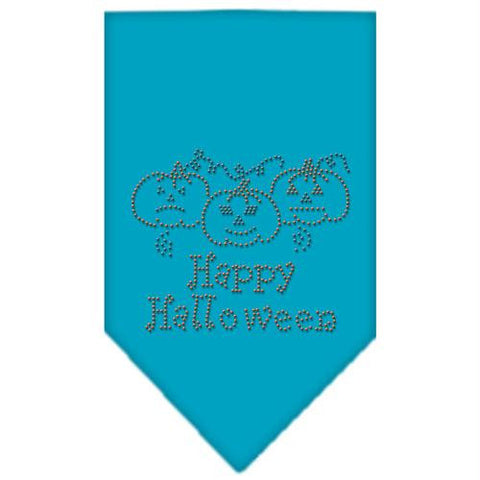 Happy Halloween Rhinestone Bandana Turquoise Small