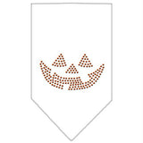 Jack O Lantern Rhinestone Bandana White Large