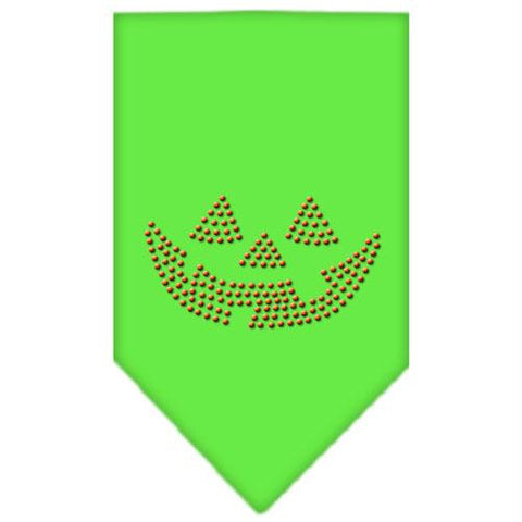 Jack O Lantern Rhinestone Bandana Lime Green Small