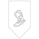 Boot Rhinestone Bandana White Small