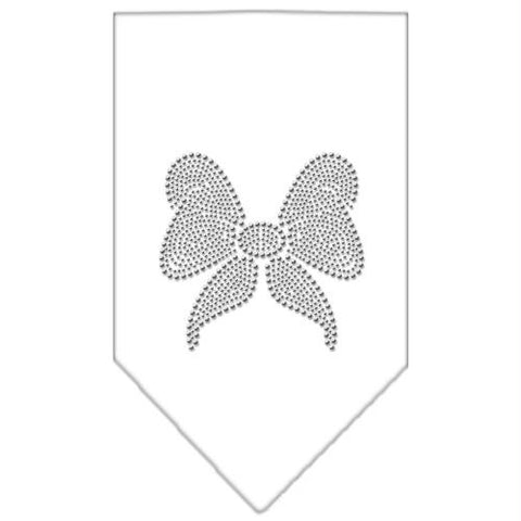 Bow Rhinestone Bandana White Large