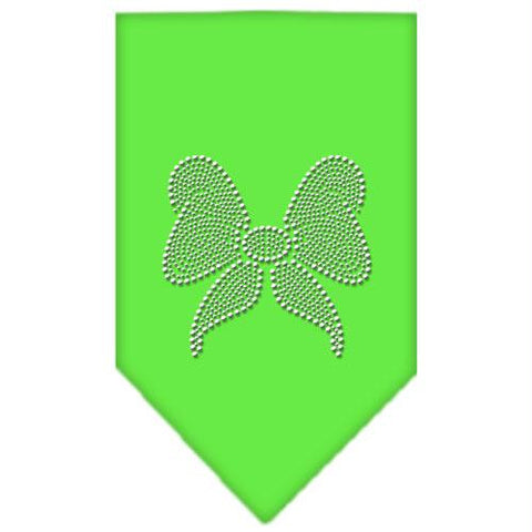Bow Rhinestone Bandana Lime Green Small