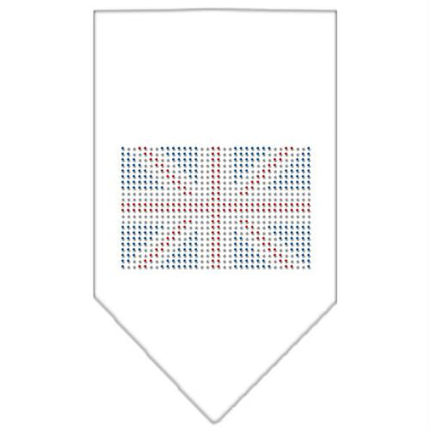 British Flag Rhinestone Bandana White Small