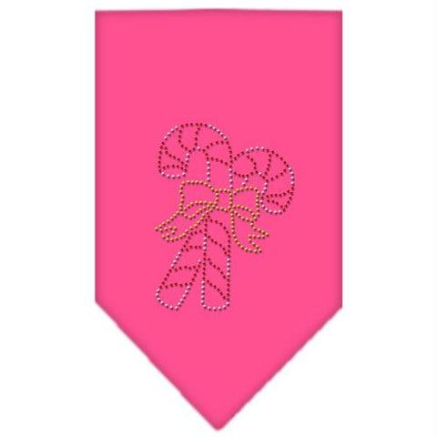 Candy Canes Rhinestone Bandana Bright Pink Large