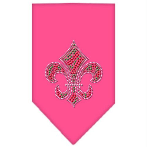 Christmas Fleur De Lis Rhinestone Bandana Bright Pink Large