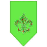 Christmas Fleur De Lis Rhinestone Bandana Lime Green Large