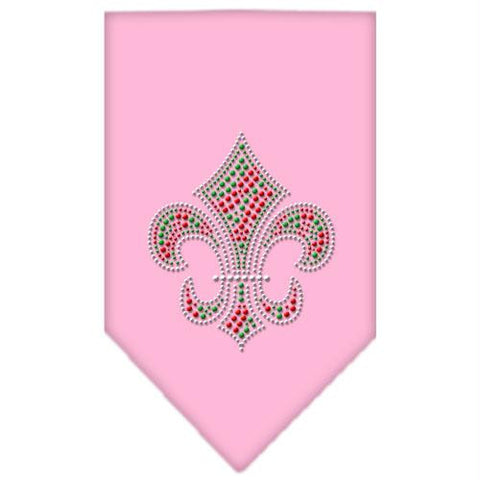 Christmas Fleur De Lis Rhinestone Bandana Light Pink Large