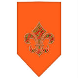 Christmas Fleur De Lis Rhinestone Bandana Orange Large