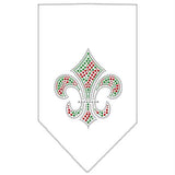 Christmas Fleur De Lis Rhinestone Bandana White Large