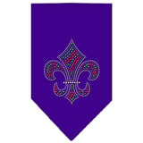 Christmas Fleur De Lis Rhinestone Bandana Purple Small