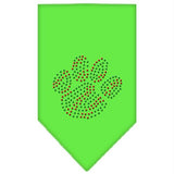 Christmas Paw Rhinestone Bandana Lime Green Large