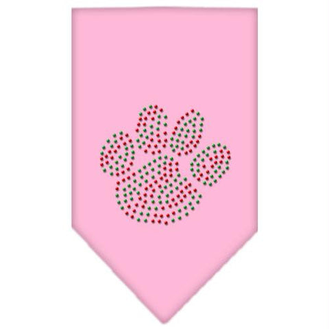 Christmas Paw Rhinestone Bandana Light Pink Large