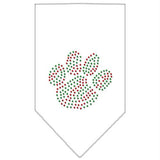 Christmas Paw Rhinestone Bandana White Small