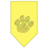 Christmas Paw Rhinestone Bandana Yellow Small