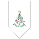 Christmas Tree Rhinestone Bandana White Large